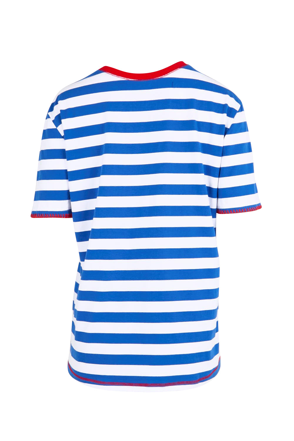 Product shot of the Rhode Island Stripe Tee – Azure in colour Azure, from the back