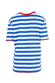 Product shot of the Rhode Island Stripe Tee – Azure in colour Azure, from the back