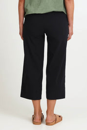 Model Riinar wearing size 10 of the Zara Wide Leg Pant - Black in colour Black, from the back