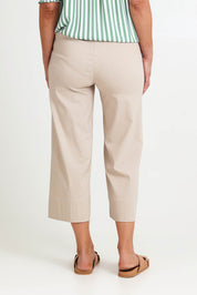 Model Riinar wearing size 10 of the Zara Wide Leg Pant - Natural in colour Natural, from the back