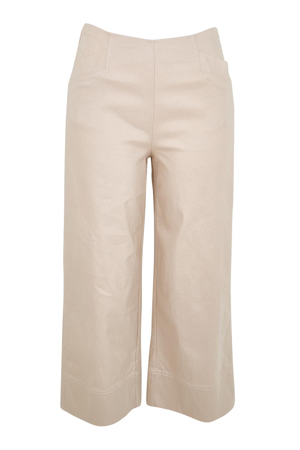 Product shot of the Zara Wide Leg Pant - Natural in colour Natural, from the front