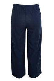 Product shot of the Zara Wide Leg Pant - Navy in colour Navy, from the back