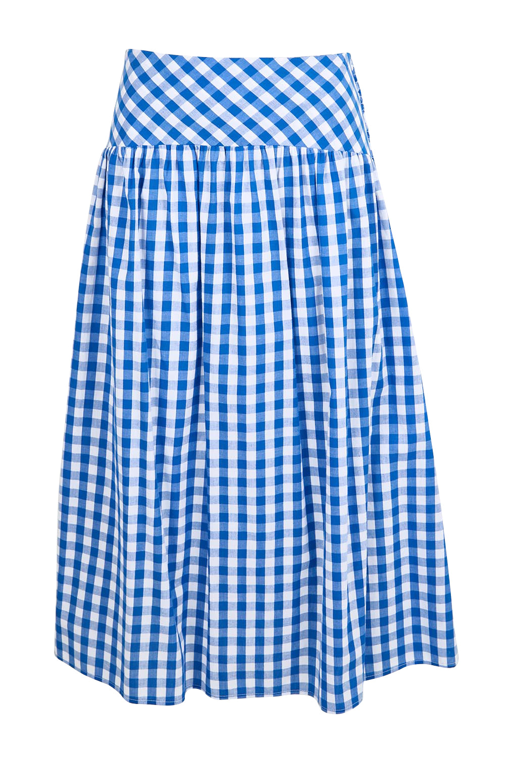 Product shot of the Amalfi Check Skirt – Azure in colour Azure, from the front