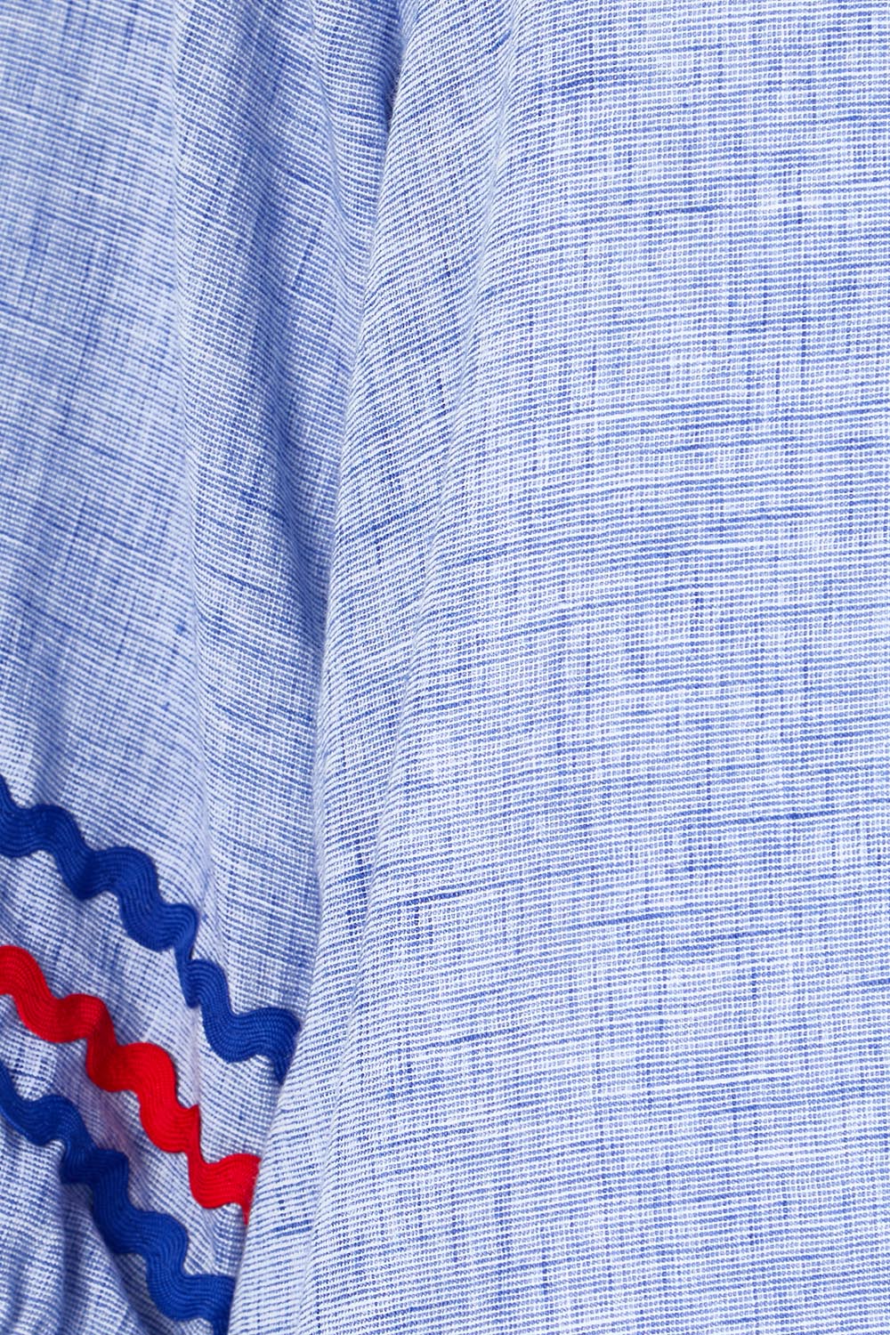 Product shot of the Canopy Ric Rac Top – Chambray in colour Chambray, showing detail