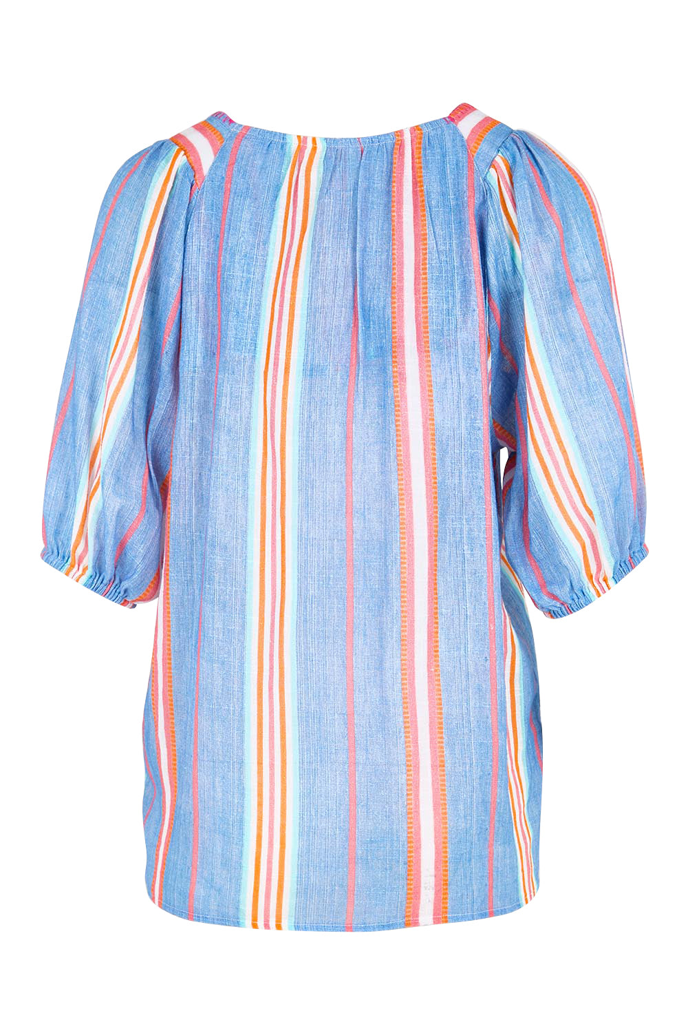 Product shot of the Laguna Stripe Top – Denimmulti in colour Denimmulti, from the back