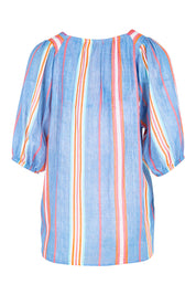 Product shot of the Laguna Stripe Top – Denimmulti in colour Denimmulti, from the back