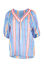 Product shot of the Laguna Stripe Top – Denimmulti in colour Denimmulti, from the front