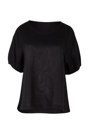 Product shot of the Bishop Sleeve Tee in colour Black (Black), from the front