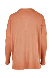 Product shot of the Waffle Jersey 1/2 Placket Top in colour Mocha, from the back