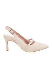 Product shot of the Blato Leather Heel in colour Palepink (Pink), from the front