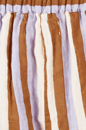 Product shot of the Striped Cotton Wide Leg Lounge Pant in colour Lilacstrip, detail