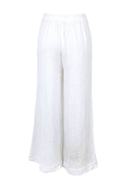 Product shot of the Cotton Wide Leg Lounge Pant in colour White (White), from the back
