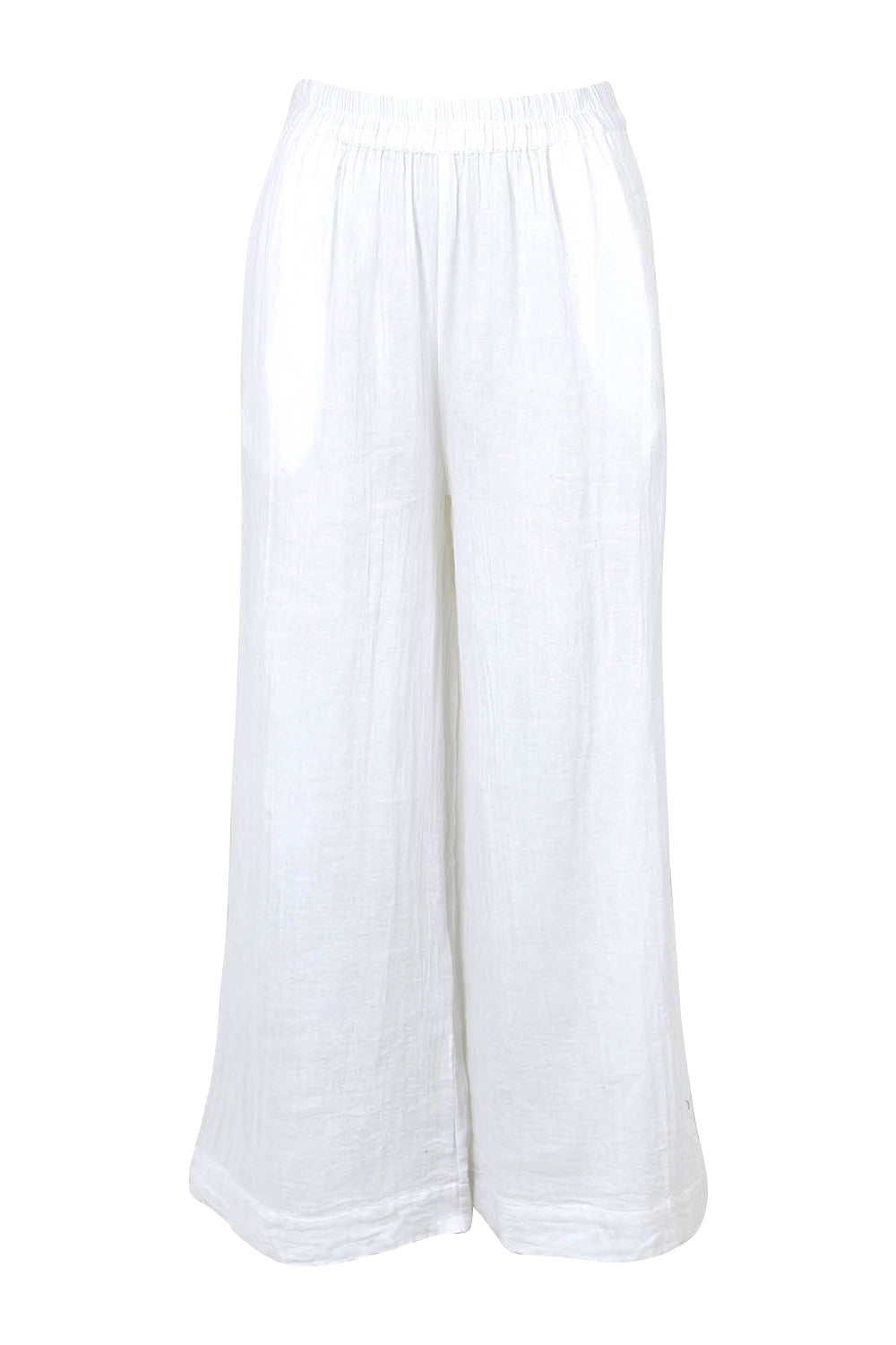 Product shot of the Cotton Wide Leg Lounge Pant in colour White (White), from the front