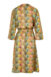 Product shot of the Summer Cotton Robe With Tie in colour Cottage (Pink), from the back