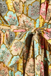 Product shot of the Summer Cotton Robe With Tie in colour Cottage (Pink), detail
