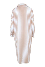 Product shot of the Oversized Cotton Sleep Shirt in colour Sandstripe, from the back