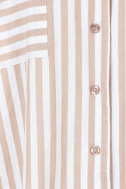 Product shot of the Oversized Cotton Sleep Shirt in colour Sandstripe, detail