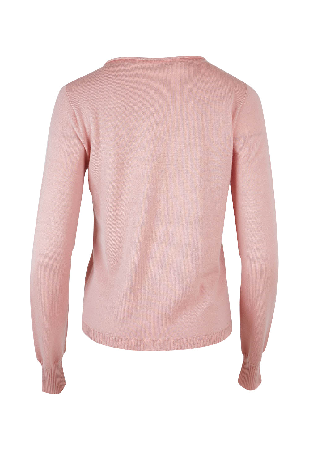 Product shot of the Wool Saddle Shoulder Sweater in colour Blushpink (Pink), from the back