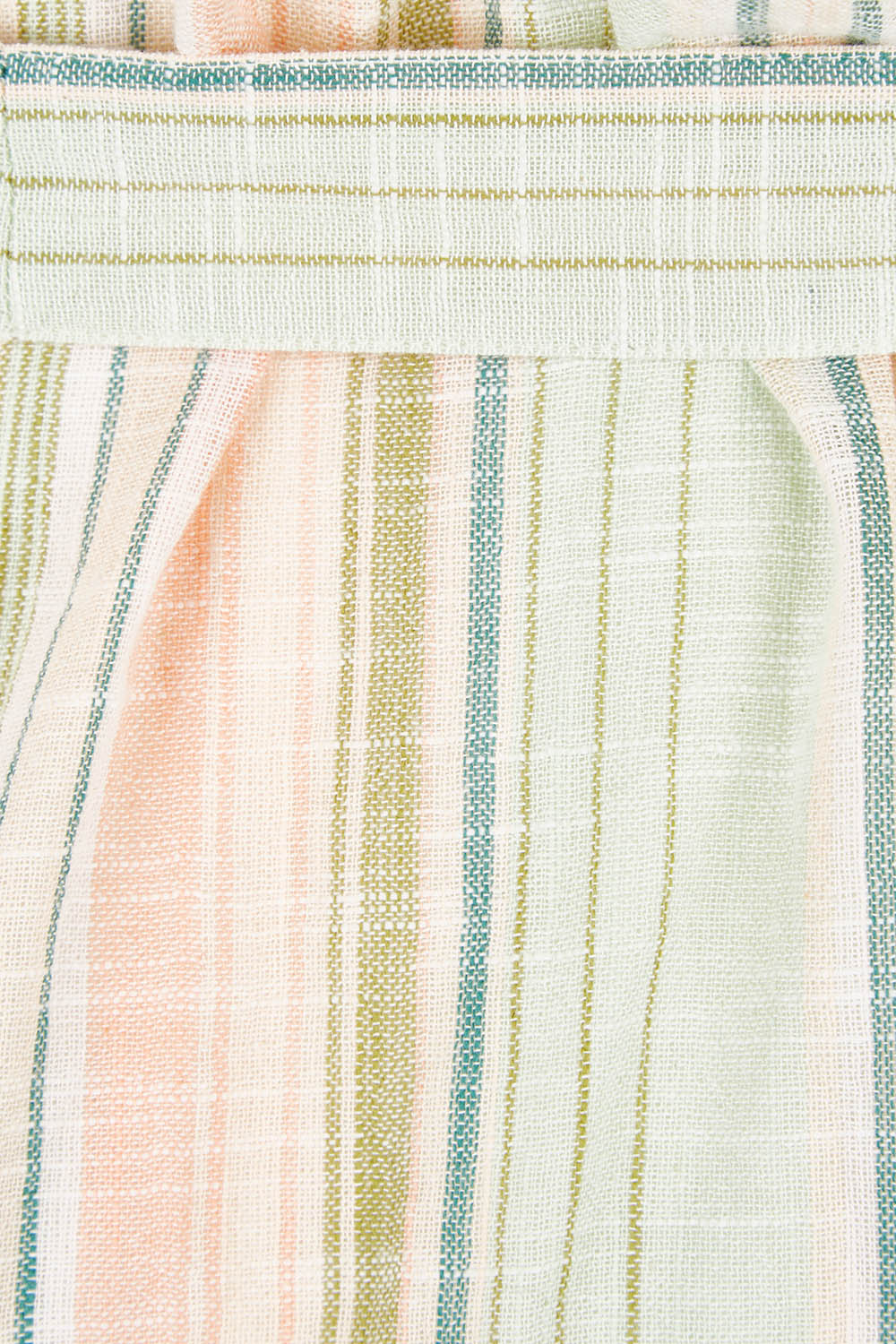 Product shot of the Cotton Stripe Dressing Robe in colour Softstripe (Green), detail