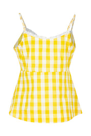 Product shot of the Cotton Gingham Cami in colour Buttercup, from the back