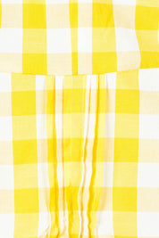 Product shot of the Cotton Gingham Cami in colour Buttercup, detail