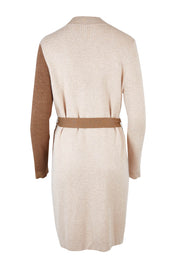 Product shot of the Colourblocked Longline Cardigan in colour Pancake, from the back
