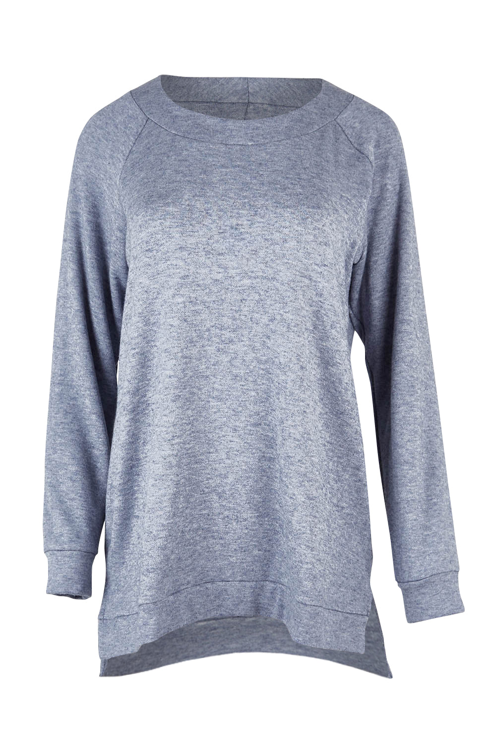 Product shot of the Raglan Sleeve Pullover in colour Indigo (Blue), from the front