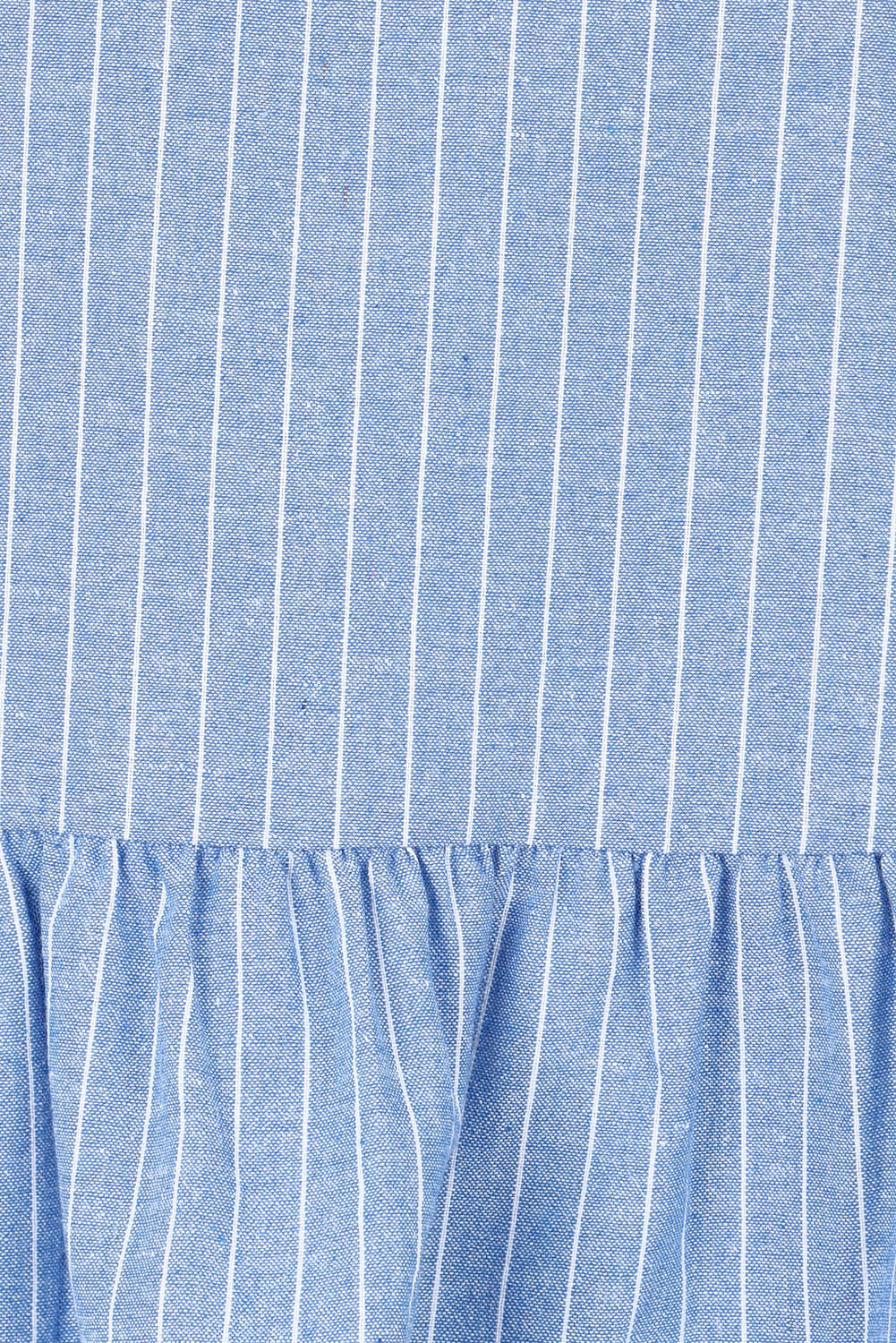 Product shot of the Cotton Linen Striped Cami in colour Denimstrip (Blue), detail
