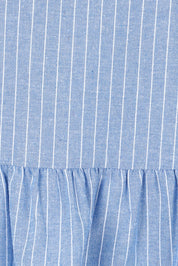 Product shot of the Cotton Linen Striped Cami in colour Denimstrip (Blue), detail