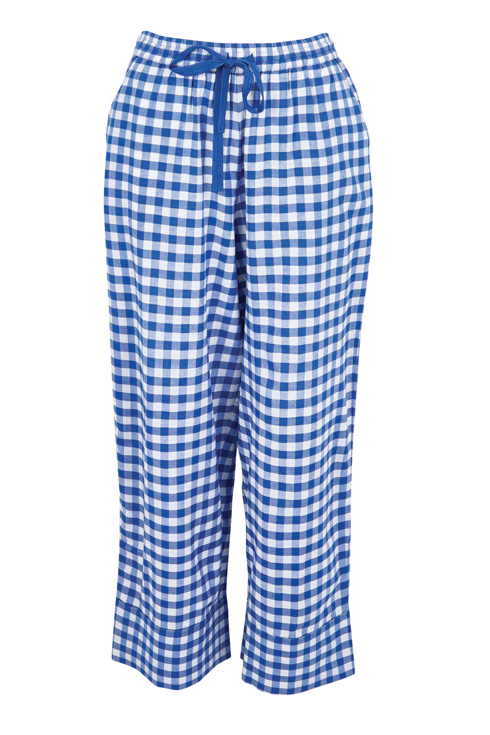 Product shot of the Cotton Check Pyjama Pants – Blue in colour Blue, from the front