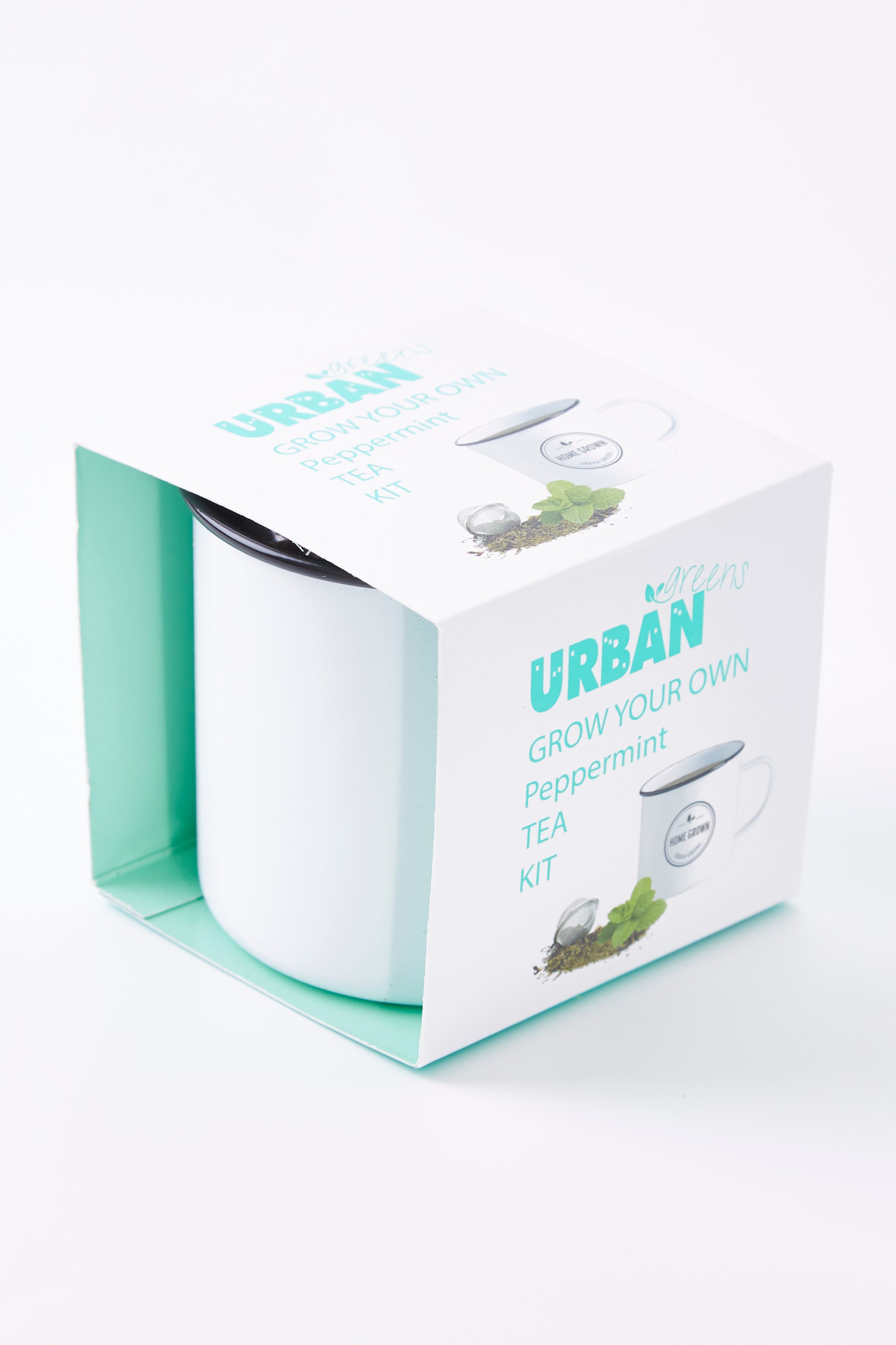 A model wearing size OneSize of the Grow Your Own Tea Kit in colour Peppermint (Blue), from the front, showing the whole outfit