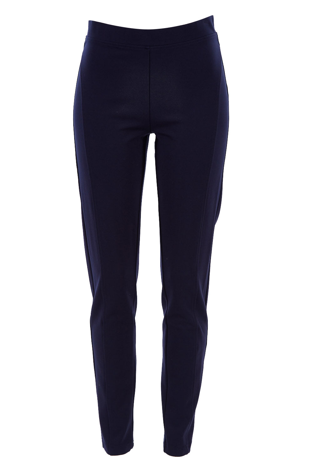 Product shot of the Ponti Skinny Leg Pull On Pant in colour Navy (Blue), from the front