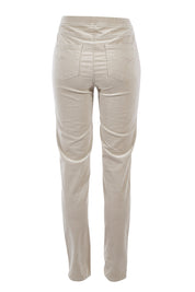 Product shot of the Skinny Leg Cord Pull On Pant in colour Bone, from the back