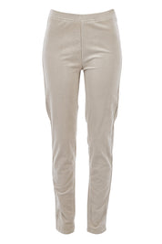 Product shot of the Skinny Leg Cord Pull On Pant in colour Bone, from the front