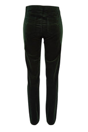 Product shot of the Skinny Leg Cord Pull On Pant in colour Forest (Green), from the back