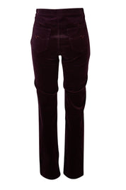 Product shot of the Pin Cord Slim Pant in colour Mulberry (Purple), from the back