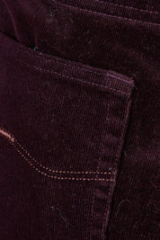 Product shot of the Pin Cord Slim Pant in colour Mulberry (Purple), detail