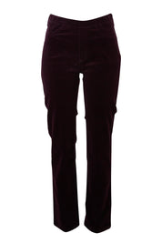 Product shot of the Pin Cord Slim Pant in colour Mulberry (Purple), from the front