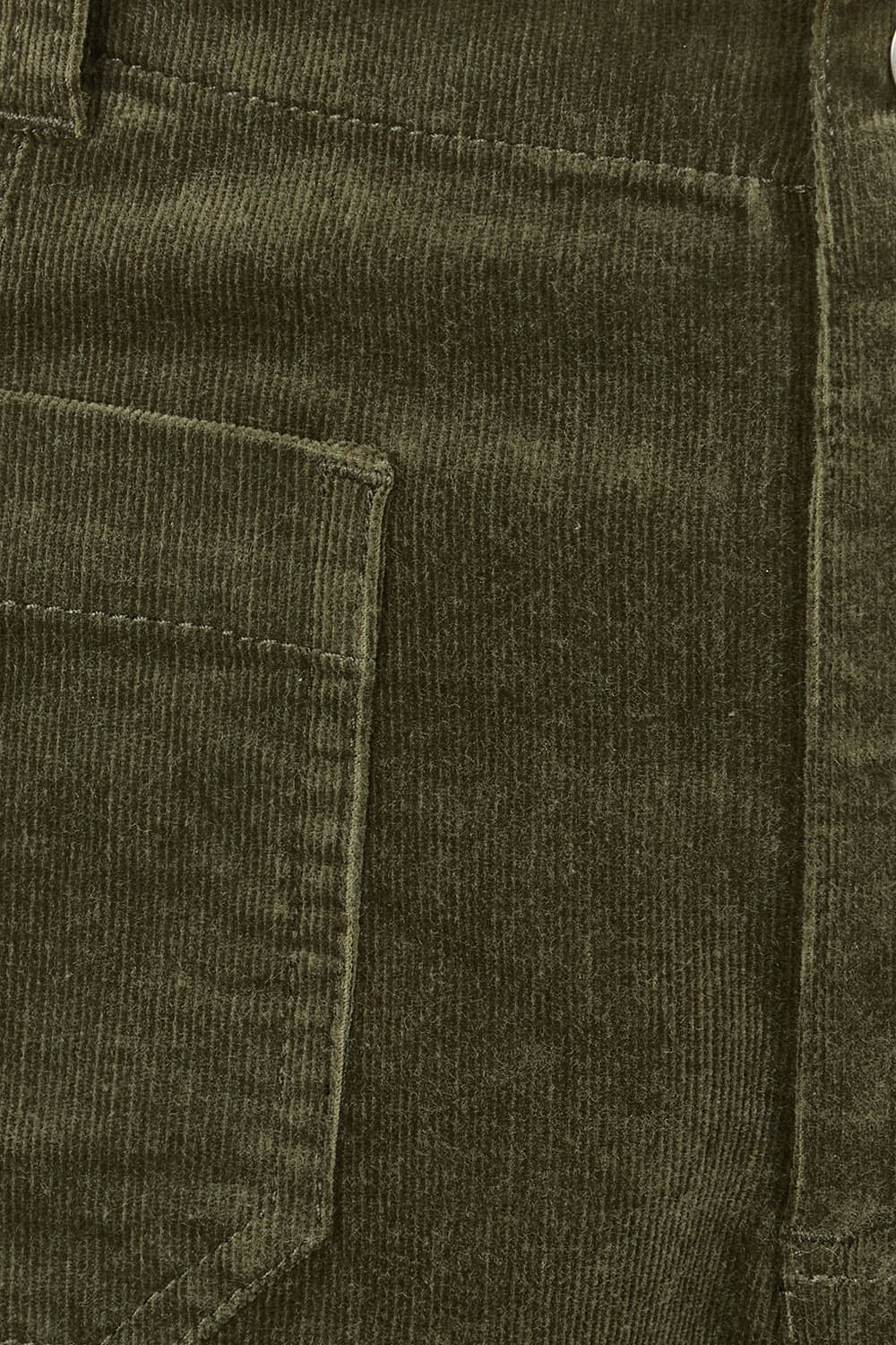 Product shot of the Wide Leg Ankle Grazer Pant in colour Deepsage (Green), detail