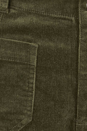 Product shot of the Wide Leg Ankle Grazer Pant in colour Deepsage (Green), detail