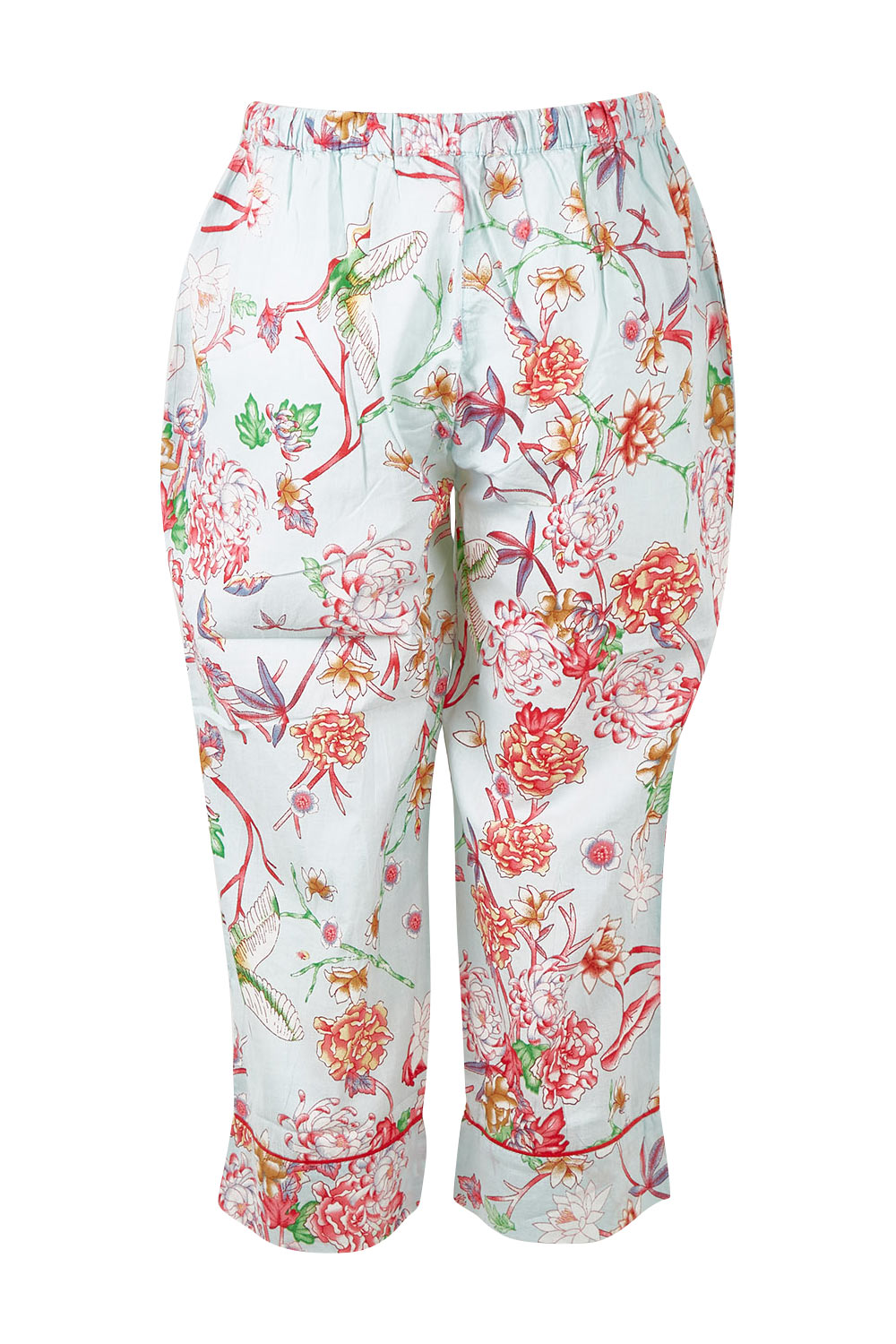 Product shot of the Cotton 3/4 Pyjama Pant in colour Mintblue (Blue), from the back
