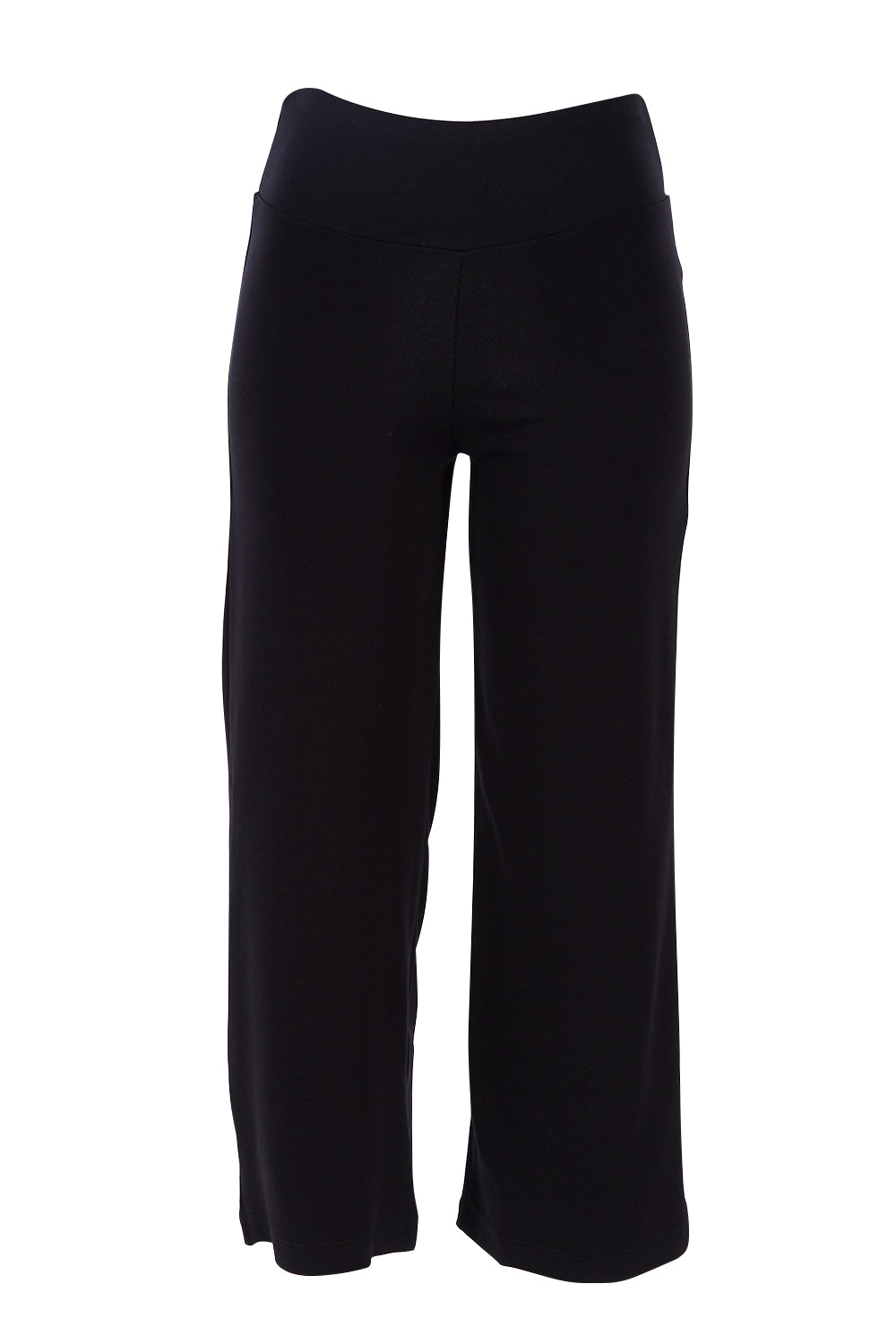 Product shot of the Wide Leg Ponte Pant in colour Black (Black), from the front