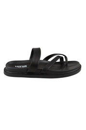 Product shot of the Binky Slide - Black in colour Black, from the front