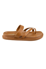 Product shot of the Binky Slide - Tan in colour Tan, from the front