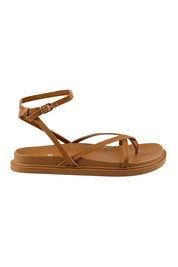 Product shot of the Brinley Sandal - Tan in colour Tan, from the front