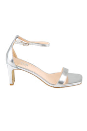 Product shot of the Gimlet Heel - Silver in colour Silver, from the front
