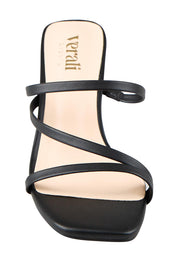 Product shot of the Ginny Heel - Black in colour Black, showing detail