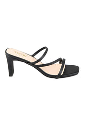 Product shot of the Ginny Heel - Black in colour Black, from the front