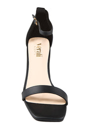 Product shot of the Gimlet Heel - Black in colour Black, showing detail