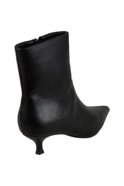 Product shot of the Luca Kitten Heel Ankle Boot in colour Black (Black), from the back